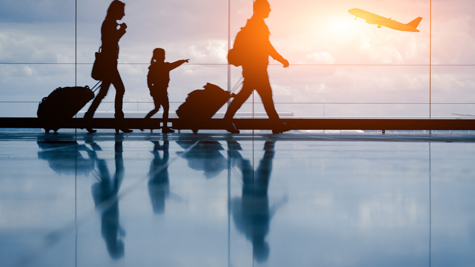 Silhouette,Of,Young,Family,And,Airplane